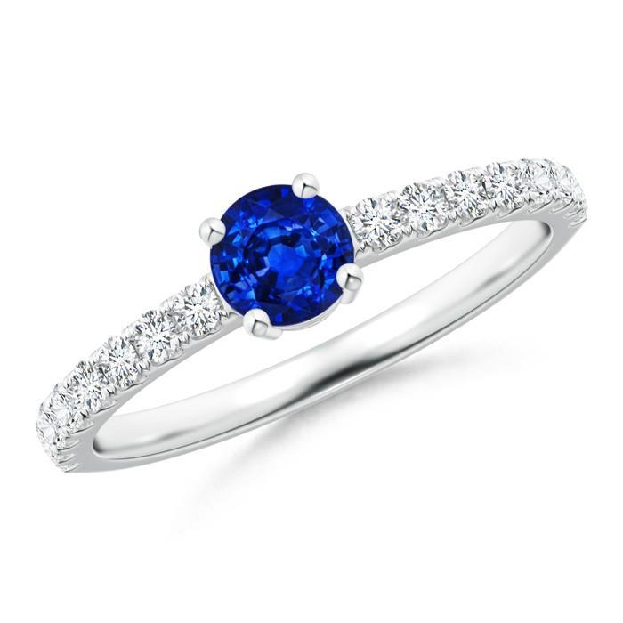 Prong Set 3.10 Ct Ceylon Sapphire Diamonds Wedding Ring White Gold 14K - Gemstone Ring-harrychadent.ca