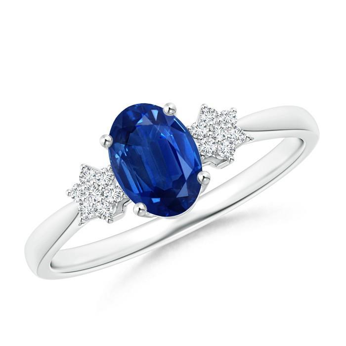 Prong Set Ceylon Blue Sapphire Diamonds 3.20 Ct Wedding Ring Gold - Gemstone Ring-harrychadent.ca