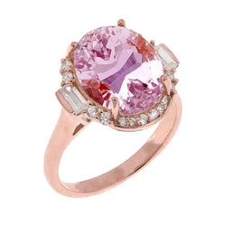 Prong Set Kunzite And Diamonds 26 Ct Anniversary Ring Rose Gold