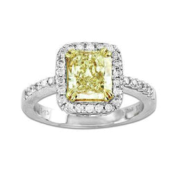 Radiant Cut Yellow Sapphire Gemstone Ring White Gold Natural Earth Mined Diamond 2.5 Ct.