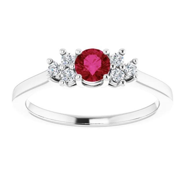 Red Round Ruby Stone And Diamond Ring 1.50 Carats - Gemstone Ring-harrychadent.ca