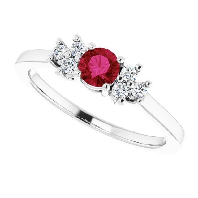 Red Round Ruby Stone And Diamond Ring 1.50 Carats - Gemstone Ring-harrychadent.ca