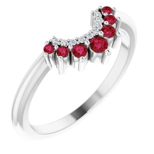 Red Ruby and Diamond Anniversary Ring 3.30 Carats White Gold 14K - Gemstone Ring-harrychadent.ca