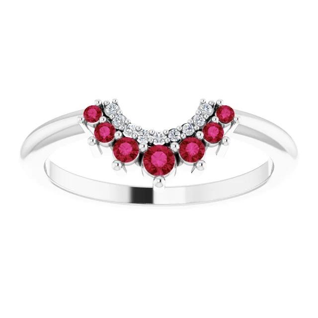 Red Ruby and Diamond Anniversary Ring 3.30 Carats White Gold 14K - Gemstone Ring-harrychadent.ca
