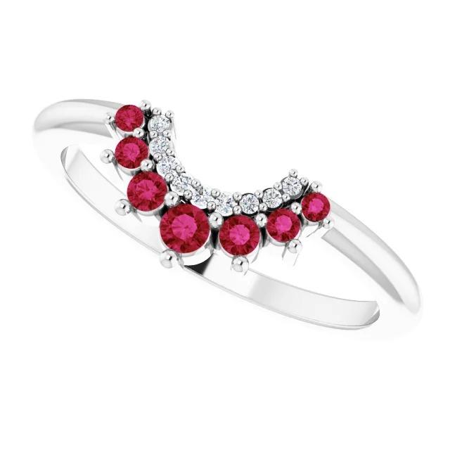 Red Ruby and Diamond Anniversary Ring 3.30 Carats White Gold 14K - Gemstone Ring-harrychadent.ca