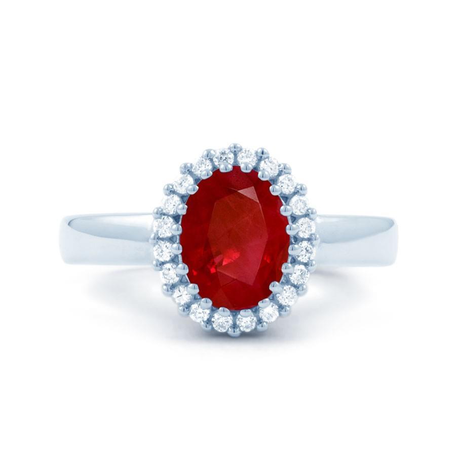 Red Ruby With Diamonds 5.75 Carats Ring White Gold 14K - Gemstone Ring-harrychadent.ca