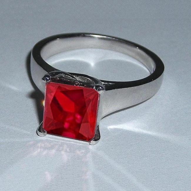 Red Solitaire Ruby Women Ring 2.25 Carats White Gold 14K - Gemstone Ring-harrychadent.ca