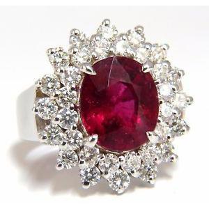 Red Tourmaline And Diamonds 6.5 Ct Engagement Ring 14K Gold - Gemstone Ring-harrychadent.ca