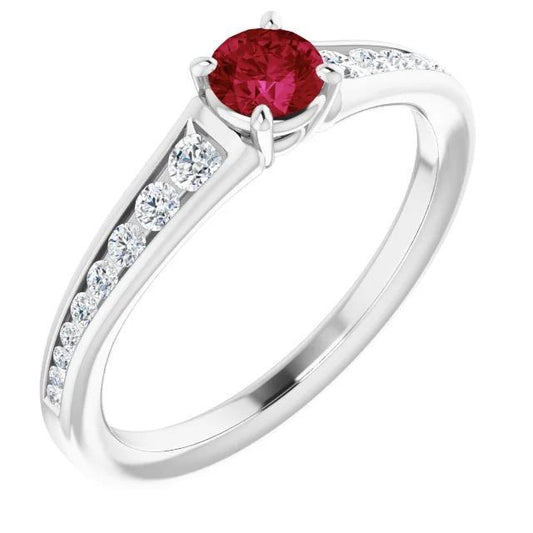 Ring 1.10 Carats Burma Ruby Diamond Accented White Gold 14K Jewelry - Gemstone Ring-harrychadent.ca