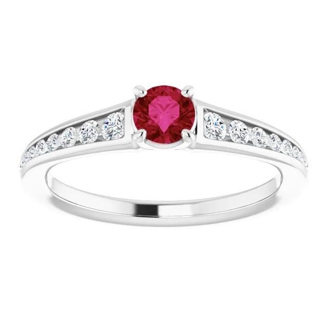 Ring 1.10 Carats Burma Ruby Diamond Accented White Gold 14K Jewelry - Gemstone Ring-harrychadent.ca