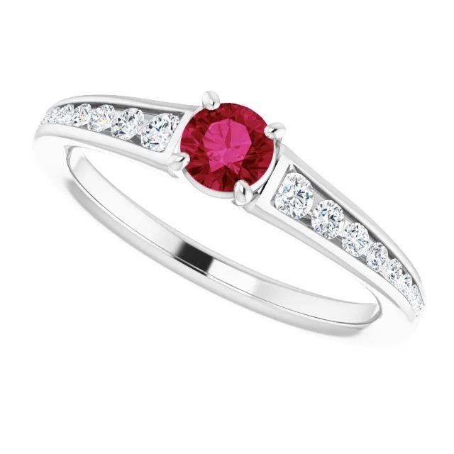 Ring 1.10 Carats Burma Ruby Diamond Accented White Gold 14K Jewelry - Gemstone Ring-harrychadent.ca