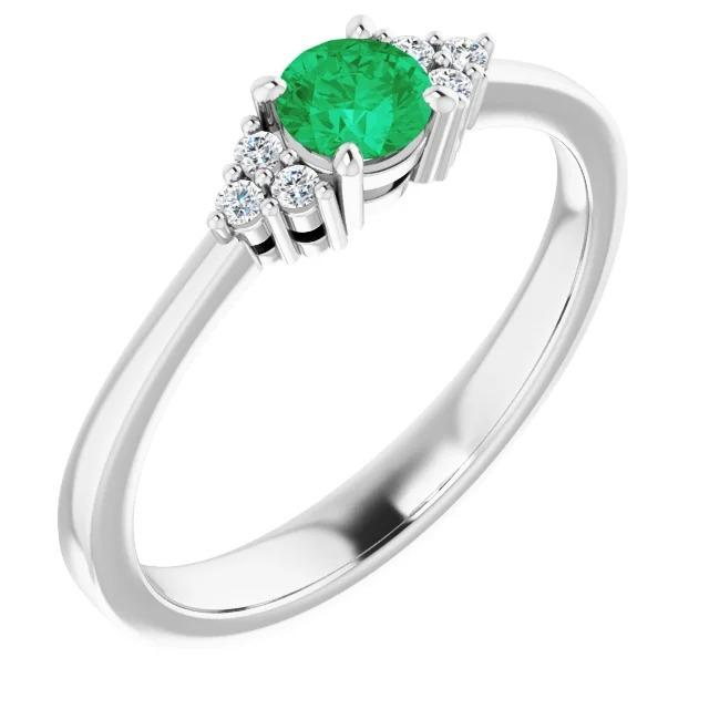 Ring 1 Carat Columbian Green Emerald Diamond Accented Women Jewelry - Gemstone Ring-harrychadent.ca