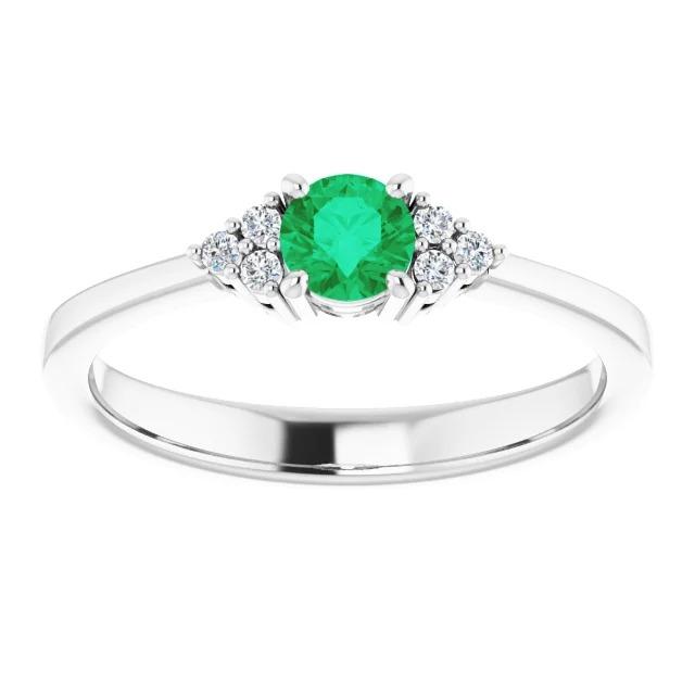 Ring 1 Carat Columbian Green Emerald Diamond Accented Women Jewelry - Gemstone Ring-harrychadent.ca