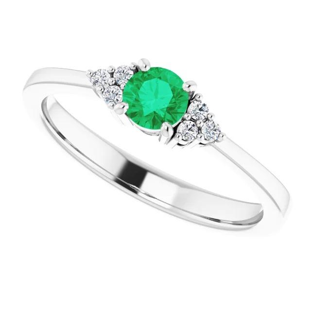 Ring 1 Carat Columbian Green Emerald Diamond Accented Women Jewelry - Gemstone Ring-harrychadent.ca