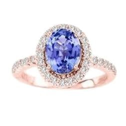 Rose Gold 14K 15.40 Carats Tanzanite With Diamonds Ring New - Gemstone Ring-harrychadent.ca