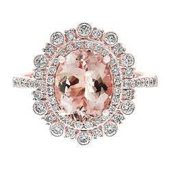 Rose Gold 14K 18 Ct Morganite With Natural Earth Mined Diamonds Wedding Ring New