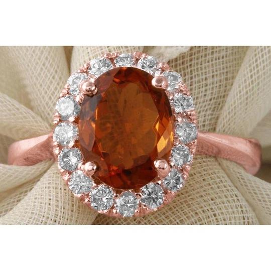 Rose Gold 14K Oval Cut Citrine And Diamond Wedding Ring 27.50 Ct. - Gemstone Ring-harrychadent.ca