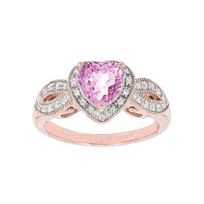 Rose Gold Heart Kunzite With Round Diamonds 13.10 Ct. Ladies Ring - Gemstone Ring-harrychadent.ca
