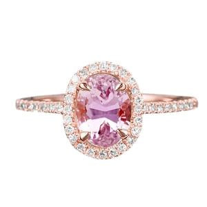 Rose Gold Oval Cut Kunzite And Diamond Wedding Ring 12 Carats Jewelry - Gemstone Ring-harrychadent.ca