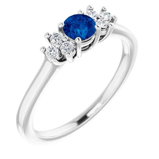 Round Blue Sapphire Stone 1.50 Carats Engagement Ring - Gemstone Ring-harrychadent.ca