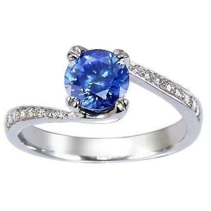 Round Brilliant Cut 2.50 Ct Sri Lanka Sapphire Diamond Ring White Gold - Gemstone Ring-harrychadent.ca