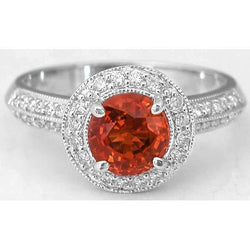 Round Cut Red Sapphire Natural Earth Mined Diamond Ring White Gold Jewelry 1.5 Carats