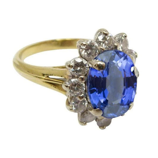 Round Cut Sri Lanka Blue Sapphire Diamonds 3 Ct Ring - Gemstone Ring-harrychadent.ca