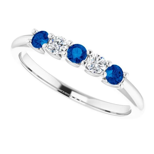 Round Diamond Blue Sapphire Stone Ring 2 Carats White Gold 14K - Gemstone Ring-harrychadent.ca