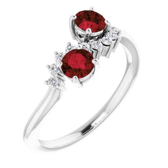 Round Diamond Ruby Stone Ring 2.40 Carats White Gold 14K Jewelry - Gemstone Ring-harrychadent.ca