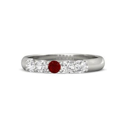 Round Ruby And Natural Earth Mined Diamond Ring 1.50 Carats White Gold 14K Jewelry