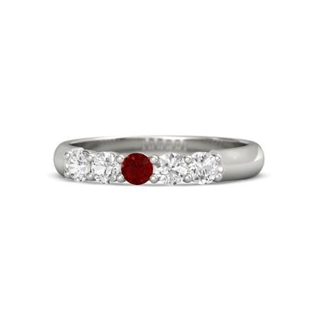 Round Ruby And Diamond Ring 1.50 Carats White Gold 14K Jewelry - Gemstone Ring-harrychadent.ca