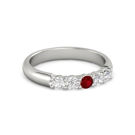 Round Ruby And Diamond Ring 1.50 Carats White Gold 14K Jewelry - Gemstone Ring-harrychadent.ca