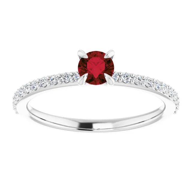 Round Ruby And Diamonds Ring 0.95 Carats - Gemstone Ring-harrychadent.ca