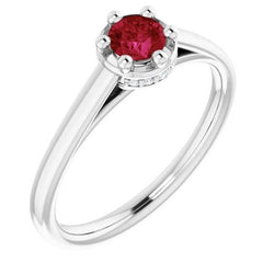 Round Ruby Ring White Gold 14K Prong Style 1.25 Carats