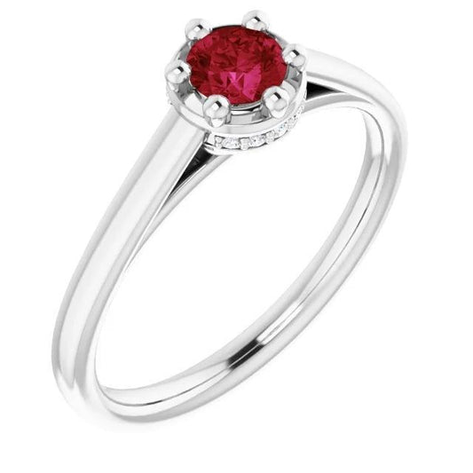 Round Ruby Ring White Gold 14K Prong Style 1.25 Carats - Gemstone Ring-harrychadent.ca