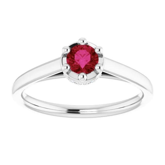 Round Ruby Ring White Gold 14K Prong Style 1.25 Carats - Gemstone Ring-harrychadent.ca