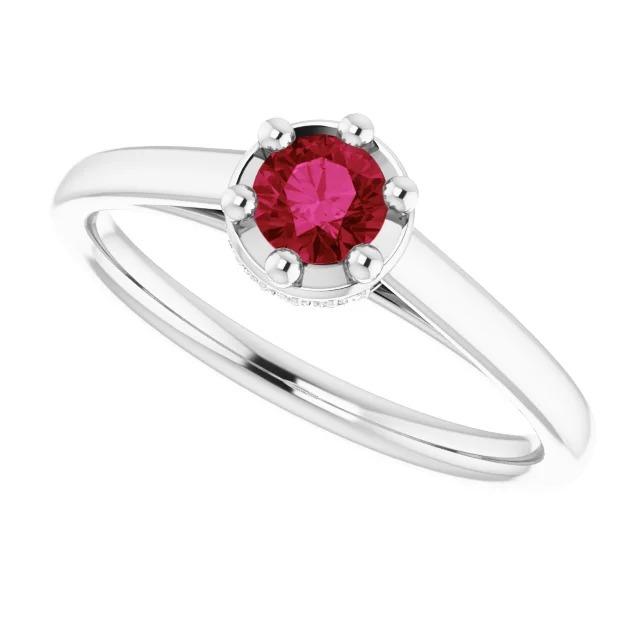 Round Ruby Ring White Gold 14K Prong Style 1.25 Carats - Gemstone Ring-harrychadent.ca