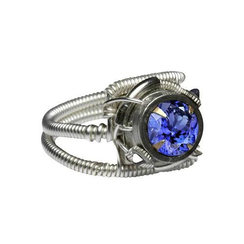 Round Tanzanite Aaa Antique Style White Gold Ring 2 Carat - Gemstone Ring-harrychadent.ca