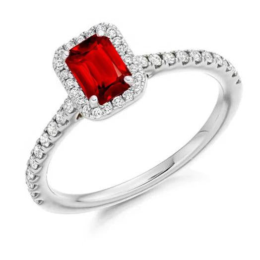 Ruby And Diamonds Prong Set 6.25 Carats Ring White Gold 14K - Gemstone Ring-harrychadent.ca