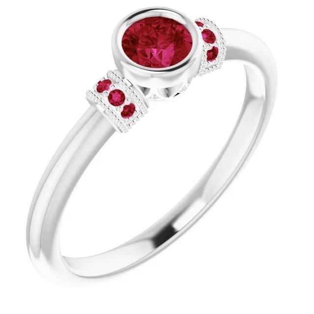 Ruby Ring 1 Carat Milgrain Women Bezel Set Jewelry - Gemstone Ring-harrychadent.ca