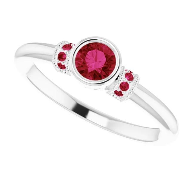 Ruby Ring 1 Carat Milgrain Women Bezel Set Jewelry - Gemstone Ring-harrychadent.ca