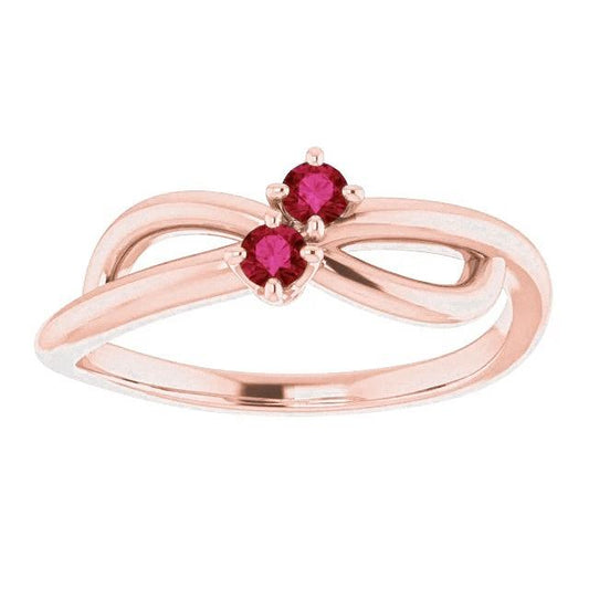 Ruby Ring Rose Gold 0.20 Carats Infinity Twist Style U Prong Setting - Gemstone Ring-harrychadent.ca