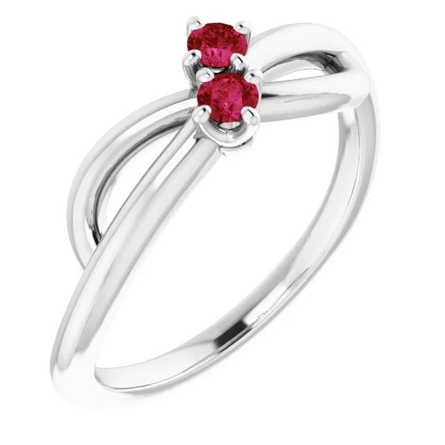 Ruby Stone Promise Ring Ribbon Shank Style White Gold 14K 0.50 Carats - Gemstone Ring-harrychadent.ca