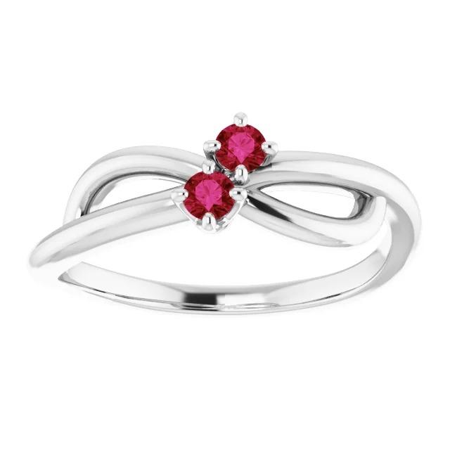 Ruby Stone Promise Ring Ribbon Shank Style White Gold 14K 0.50 Carats - Gemstone Ring-harrychadent.ca