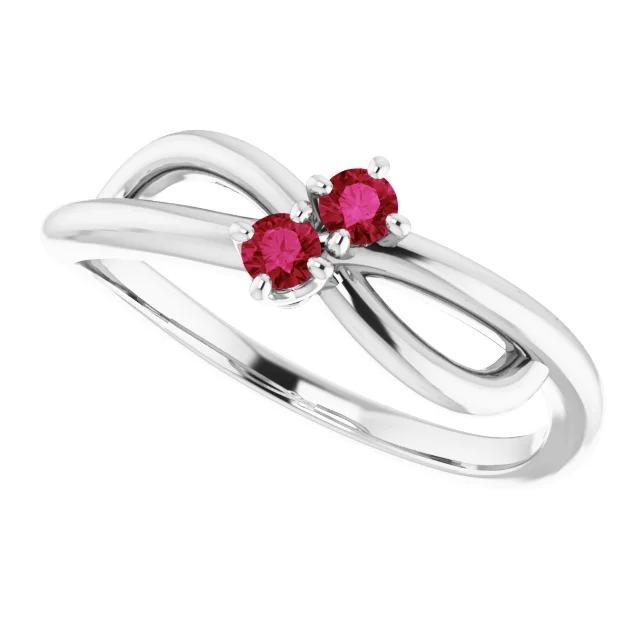 Ruby Stone Promise Ring Ribbon Shank Style White Gold 14K 0.50 Carats - Gemstone Ring-harrychadent.ca