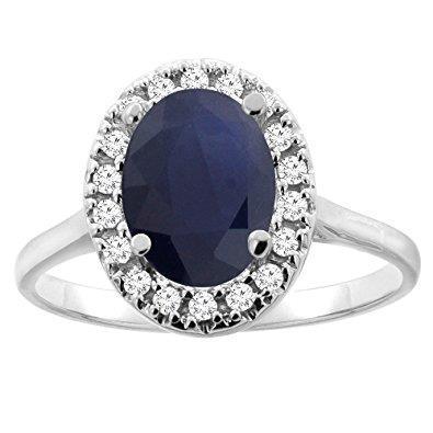 Sapphire And Diamonds 5 Carats Halo Ring White Gold 14K - Gemstone Ring-harrychadent.ca