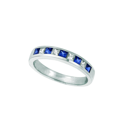 Sapphire & Diamond Princess Eternity Band 1 Carat White Gold - Gemstone Ring-harrychadent.ca