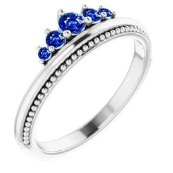 Sapphire Five Stone Anniversary Ring 1 Carat White Gold 14K