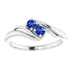Sapphire Prong Setting 1 Carat Ring Bypass Shank White Gold 14K