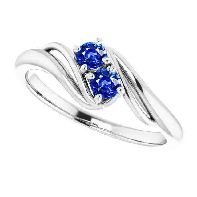 Sapphire Prong Setting 1 Carat Ring Bypass Shank White Gold 14K - Gemstone Ring-harrychadent.ca